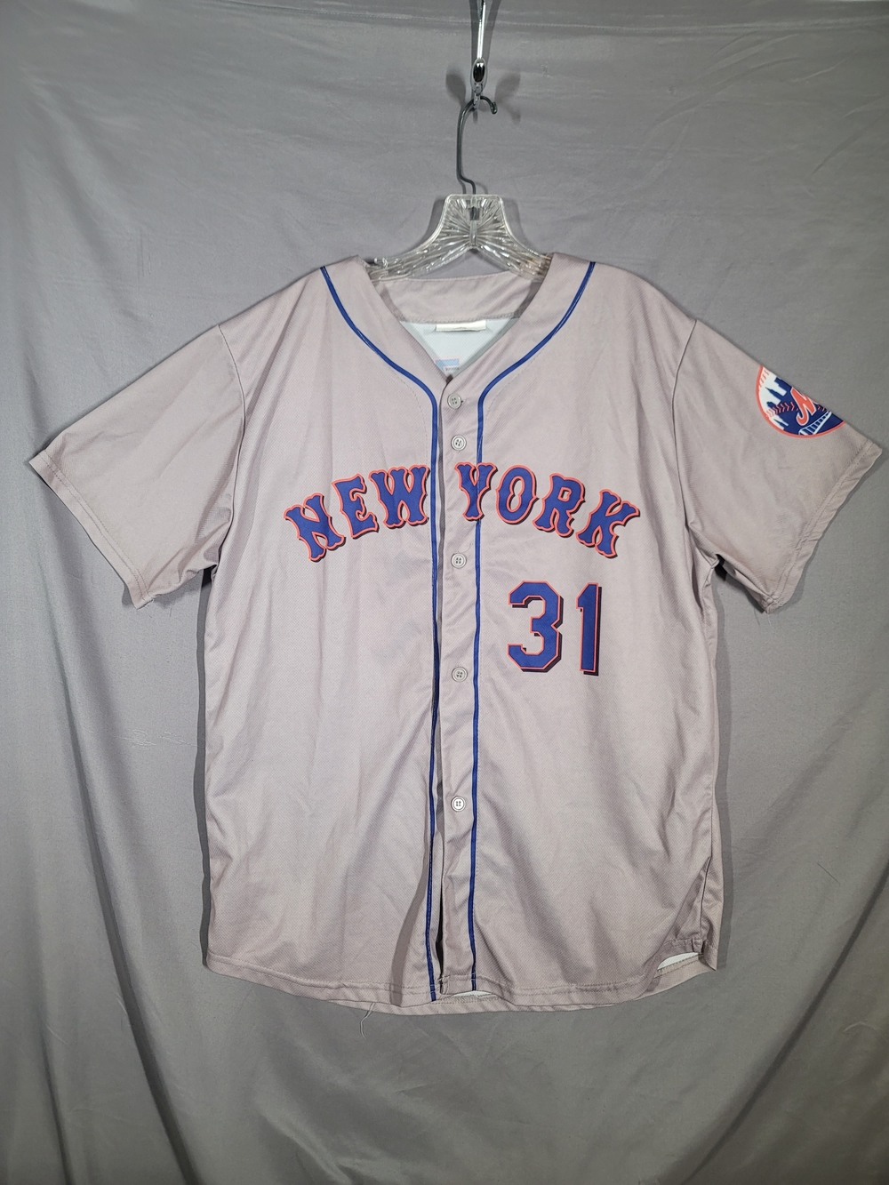 Vintage Mike Piazza New York Mets #31 Men’s Large Gray MLB Baseball Jersey
